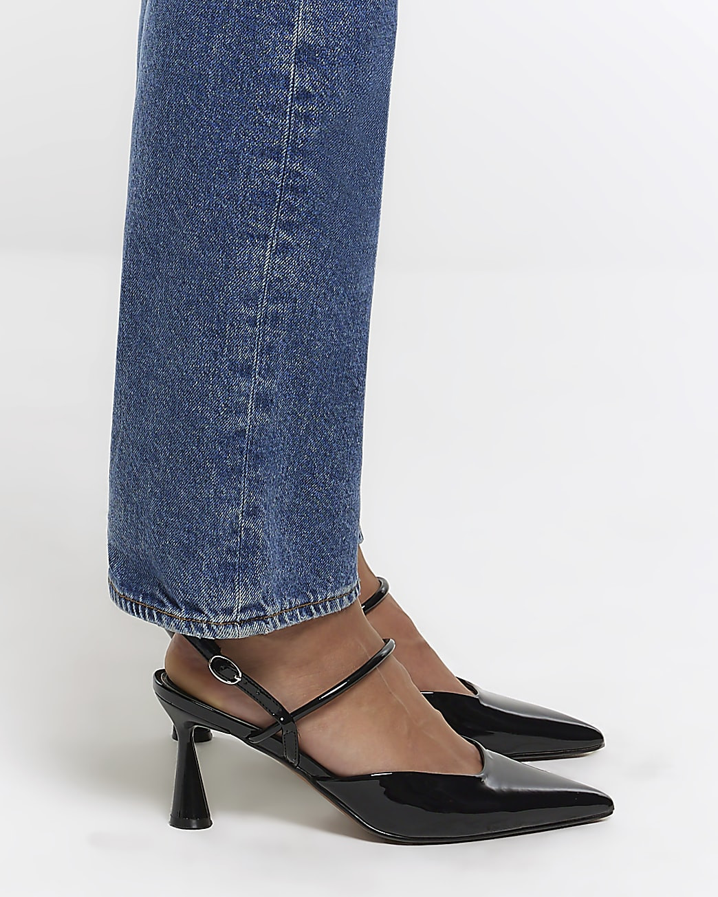 Black slingback heeled court shoes | River Island (UK & IE)