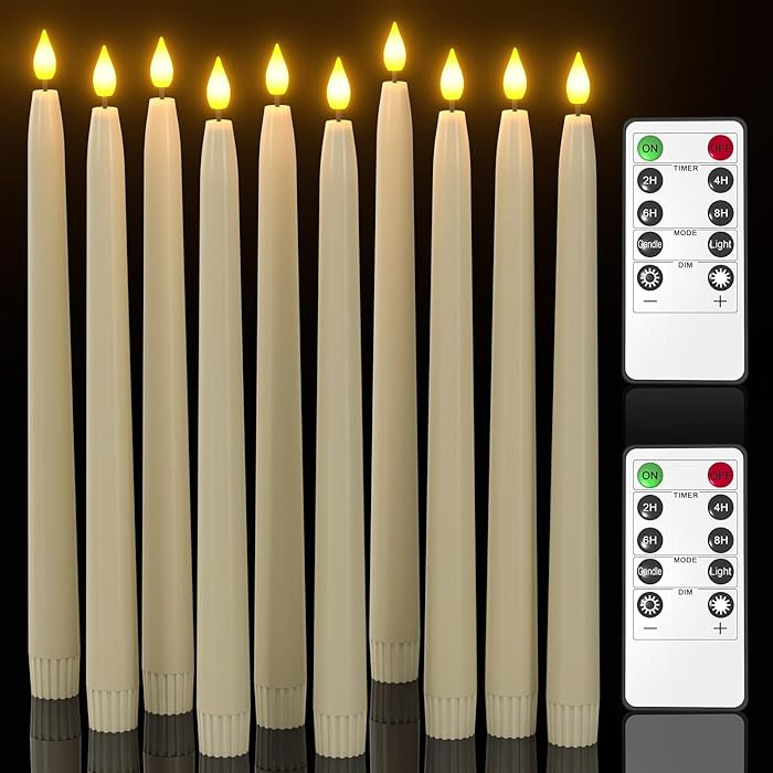 Yme 10pcs LED Ivory Taper Candles with Timer and Remote, Plastic Window Candles with Warm White L... | Amazon (CA)
