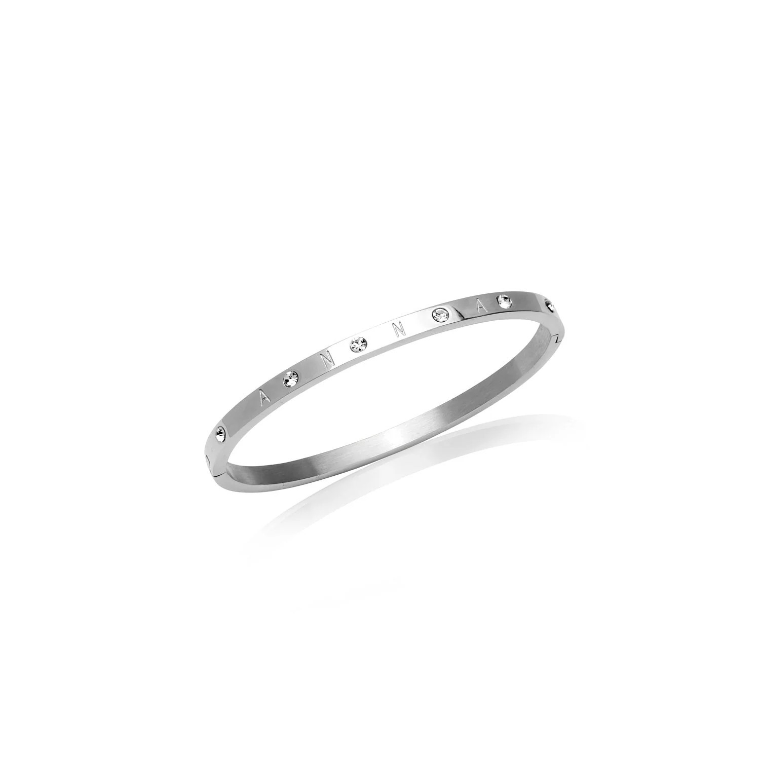 Custom Crystal Name Bangle (Silver) | Abbott Lyon