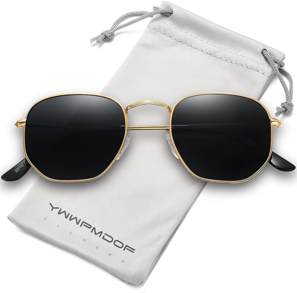 YWWPMDOF Small Polarized Sunglasses for Womens Men Trendy Hexagon Sun Glasses UV Protection | Amazon (US)