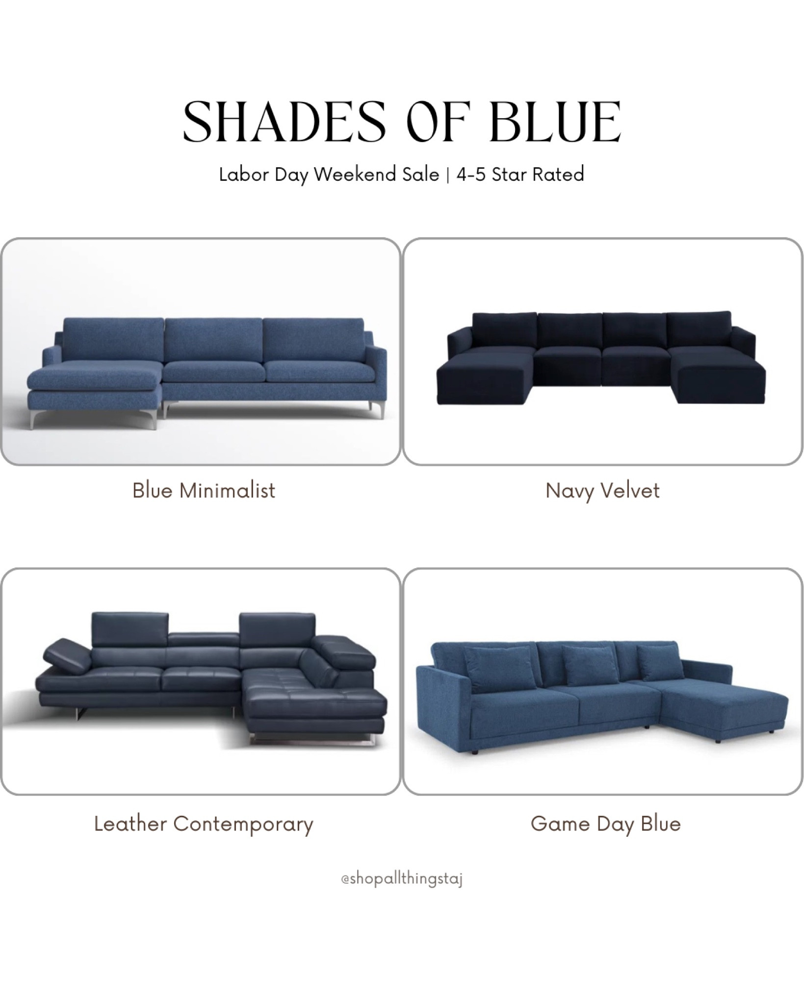 Shades of Blue 💙 coming in hot with the Labor Day weekend sales. Are you shopping for a sectional. I find that blue is an all-seasons neutral color. It pairs beautifully with tans, beiges, grays and blacks for an elevated & cozy feel ☺️

#LTKHome #LTKSaleAlert #LTKStyleTip