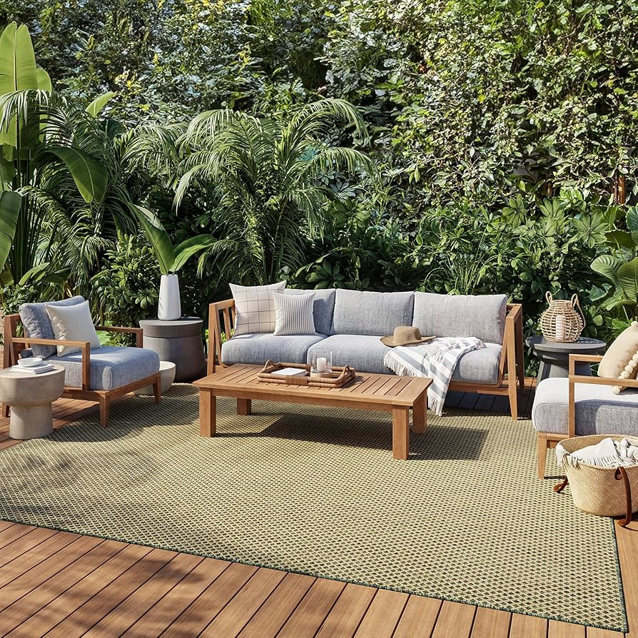 Nourison Home Courtyard Green 8' x 10' Area Rug - Easy Clean, Non Shedding, Bed Room, Living Room... | Amazon (US)