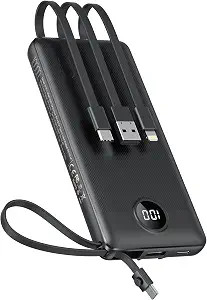VEEKTOMX Portable Charger Built-in Cables,10000mAh Power Bank for iPhone,Fast Charge USB C Batter... | Amazon (US)