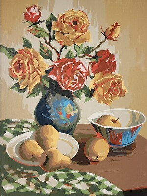 Vintage Paint By Number Flowers 'Natures Delight' Roses Art Still Life Painting | eBay US