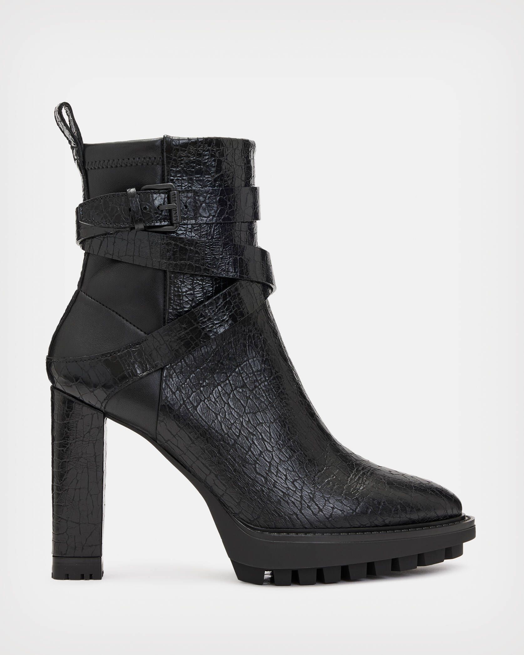 Havana Crocodile Leather Boots Black | ALLSAINTS US | AllSaints US