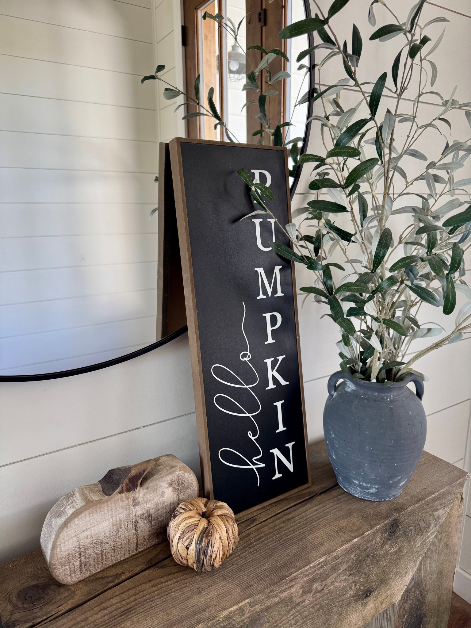 Neutral pops of fall added to my existing decor. 
fall decor, hello pumpkin, wicker pumpkin, interior style, foyer decor, foyer table decor, olive sprays, neutral fall

#LTKHome #LTKSeasonal