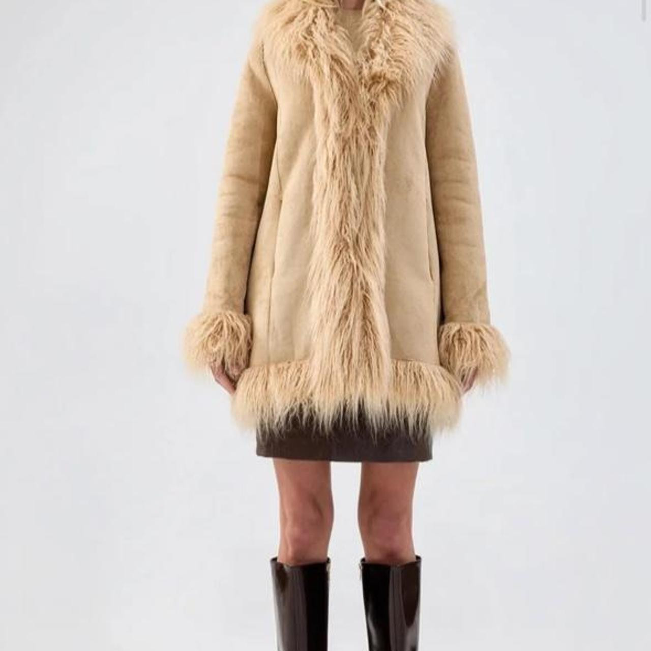 Unreal Fur Women's Coat - Tan/Orange | Depop AU