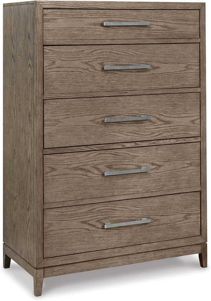 Signature Design by Ashley Chrestner Contemporary 5 Drawer Chest of Drawers, Brown Finish | Amazon (US)