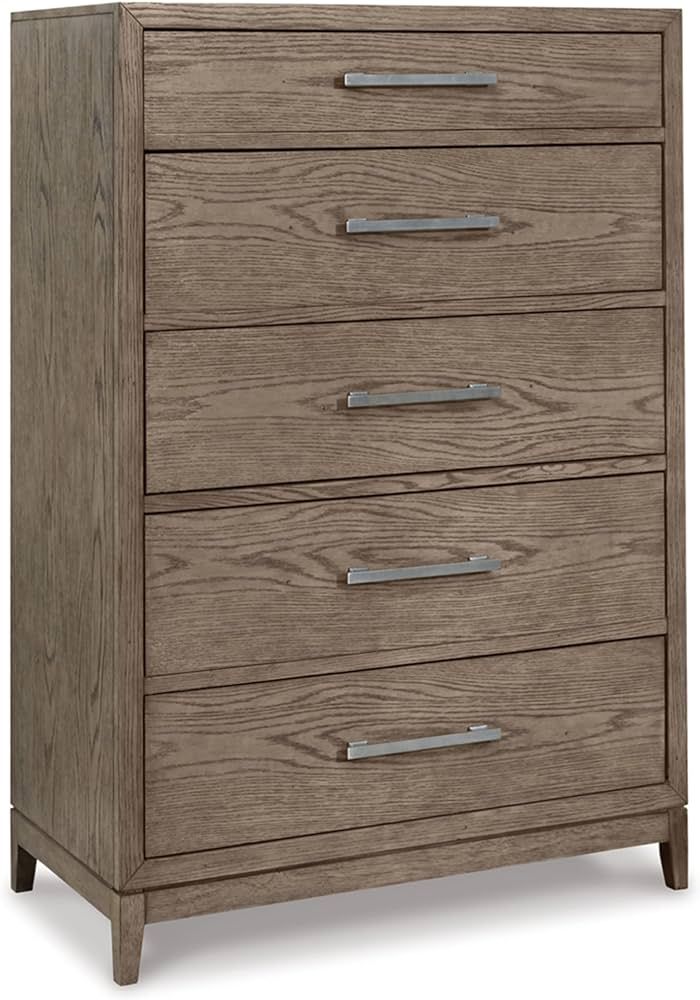 Signature Design by Ashley Chrestner Contemporary 5 Drawer Chest of Drawers, Brown Finish | Amazon (US)