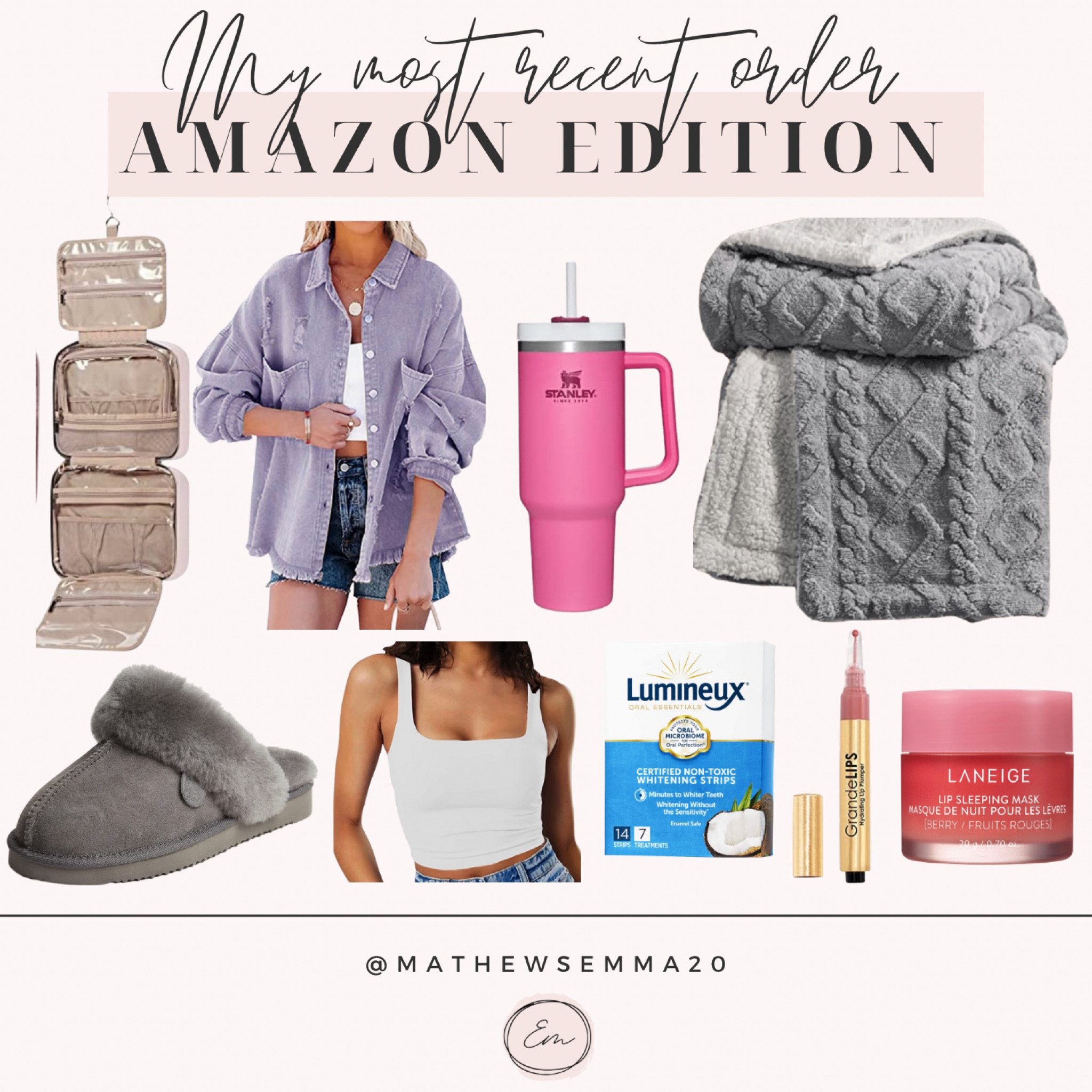 Amazon finds
Amazon order
Trending
What’s in my cart
Denim jacket
Slippers
Travel case
Stanley
Sherpa 
Throw blanket
Teeth whitening
Lips
Beauty

#LTKCyberweek #LTKunder50 #LTKsalealert