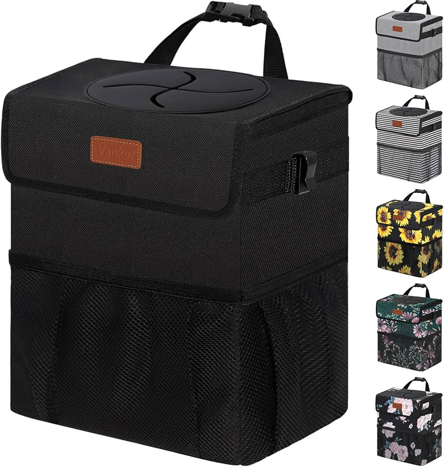 Vankor 3 Gallons Car Trash Can with Lid, Car Trash Bag Bin Hanging Waterproof Automotive Car Garb... | Amazon (US)