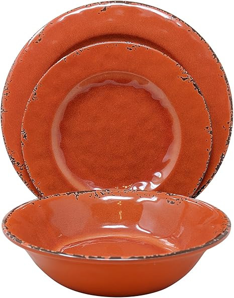 Gianna's Home 12 Piece Rustic Farmhouse Melamine Dinnerware Set, Service for 4 (12 Piece Dinnerwa... | Amazon (US)