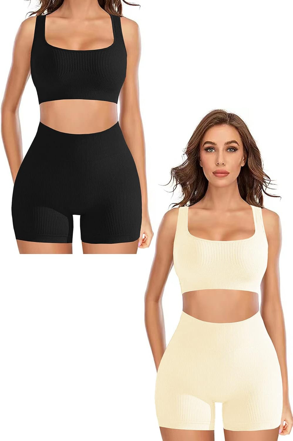 Workout Sets for Women 2 Piece, Cute YOGA Workout Set, Two Piece Workout Outfits,2 Pack | Amazon (US)