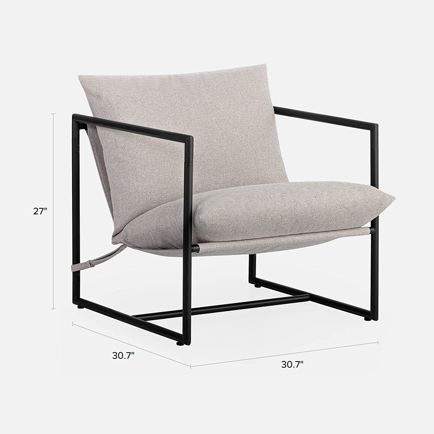 ZINUS Aidan Sling Accent Chair / Metal Framed Armchair with Shredded Foam Cushioning, Oatmeal | Amazon (US)