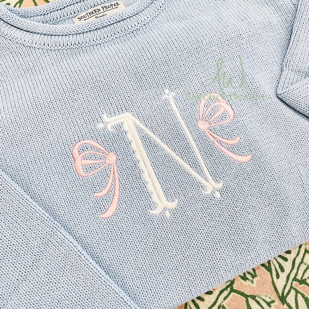 Side Monogram Heirloom Bow Mini Fill Stitch Machine Embroidery Mini Design - Etsy | Etsy (US)