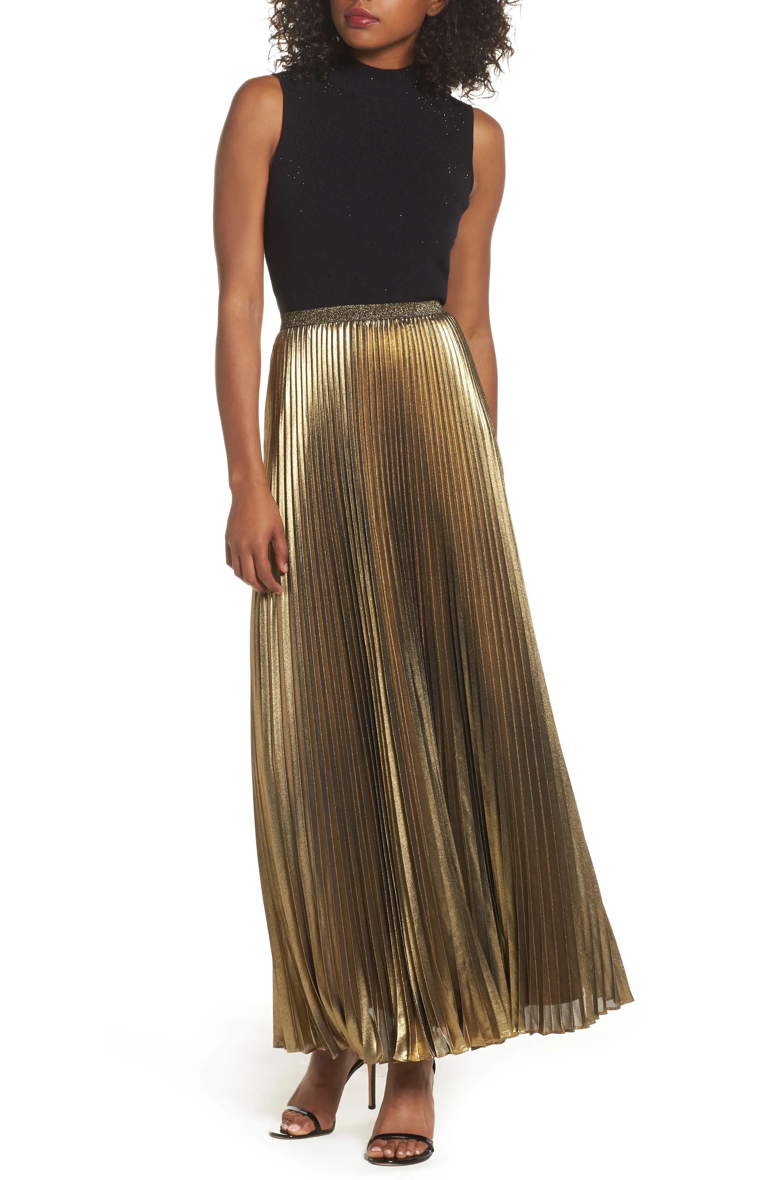 Metallic Pleat Maxi Skirt | Nordstrom