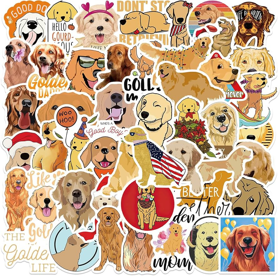 50Pcs Golden Retriever Stickers, Waterproof Vinyl Stickers Decals for Laptop Water Bottle Phone L... | Amazon (US)
