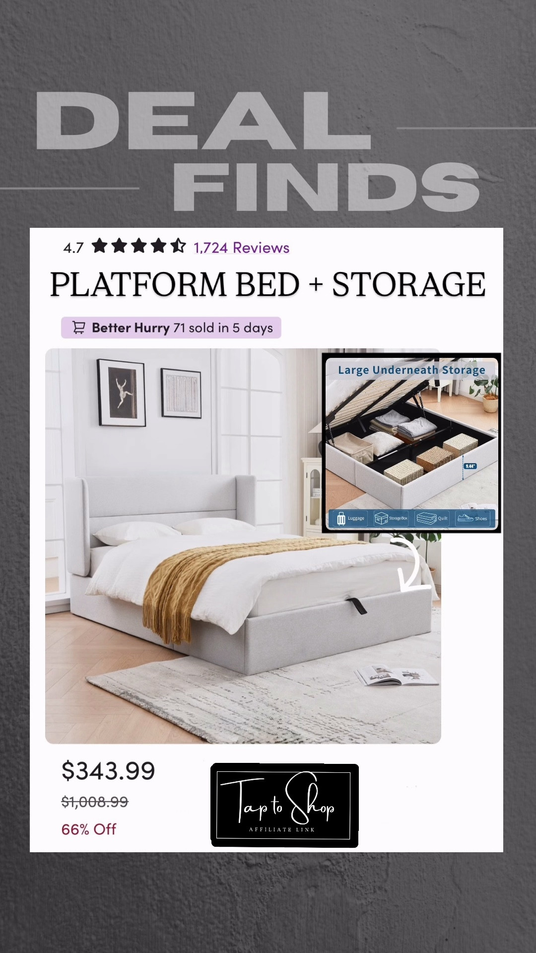 Reviews + look= great deal🤩

Home finds, home furniture, wayfair finds, wayfair furniture, bed, upholstered bed, gray bed, modern bed, furniture deals, wayfair deals, storage bed

#LTKHome #LTKSaleAlert