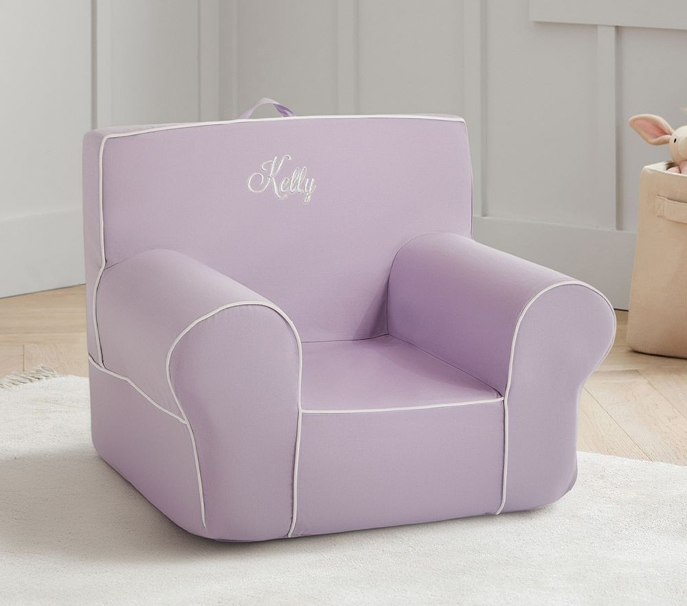 Anywhere Chair®, Lavender Twill with White Piping | Pottery Barn Kids