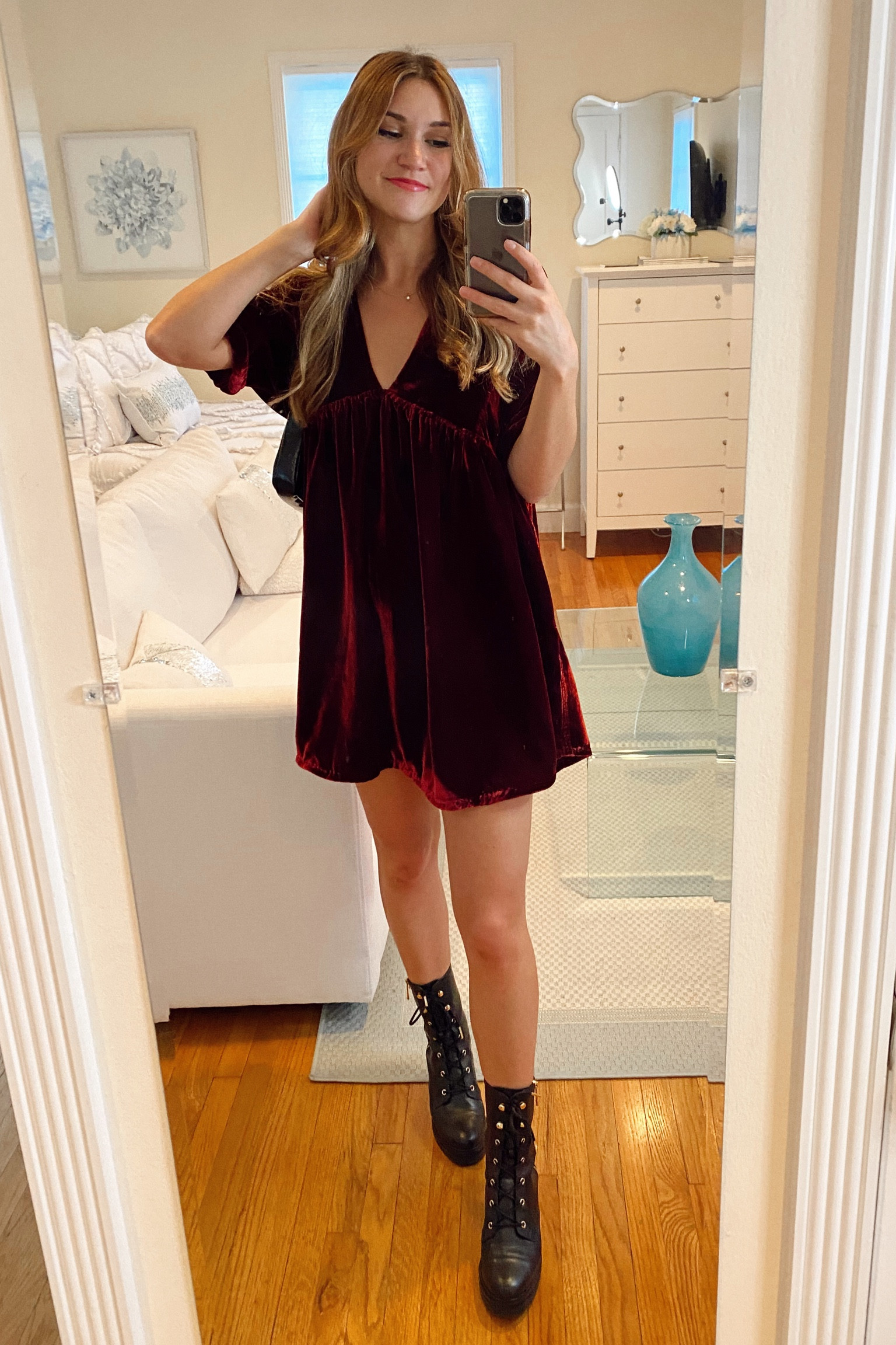 Comfortable holiday outfit for the girl that’s not going to be in heels this season! Combat boots and a dress are one of my favorite combos!

#LTKSeasonal #LTKshoecrush #LTKHoliday