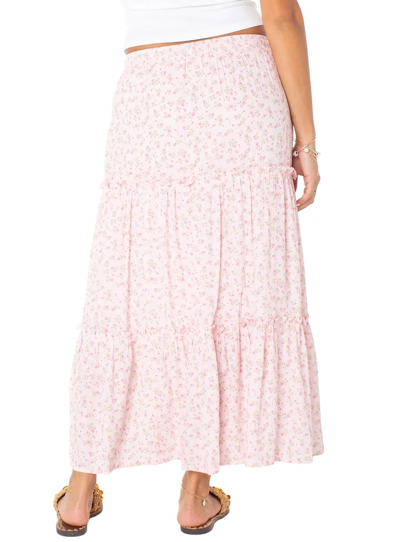 Celebrity Pink Women's and Women's Plus Floral Print Tiered Maxi Skirt, Sizes XS-4X | Walmart (US)