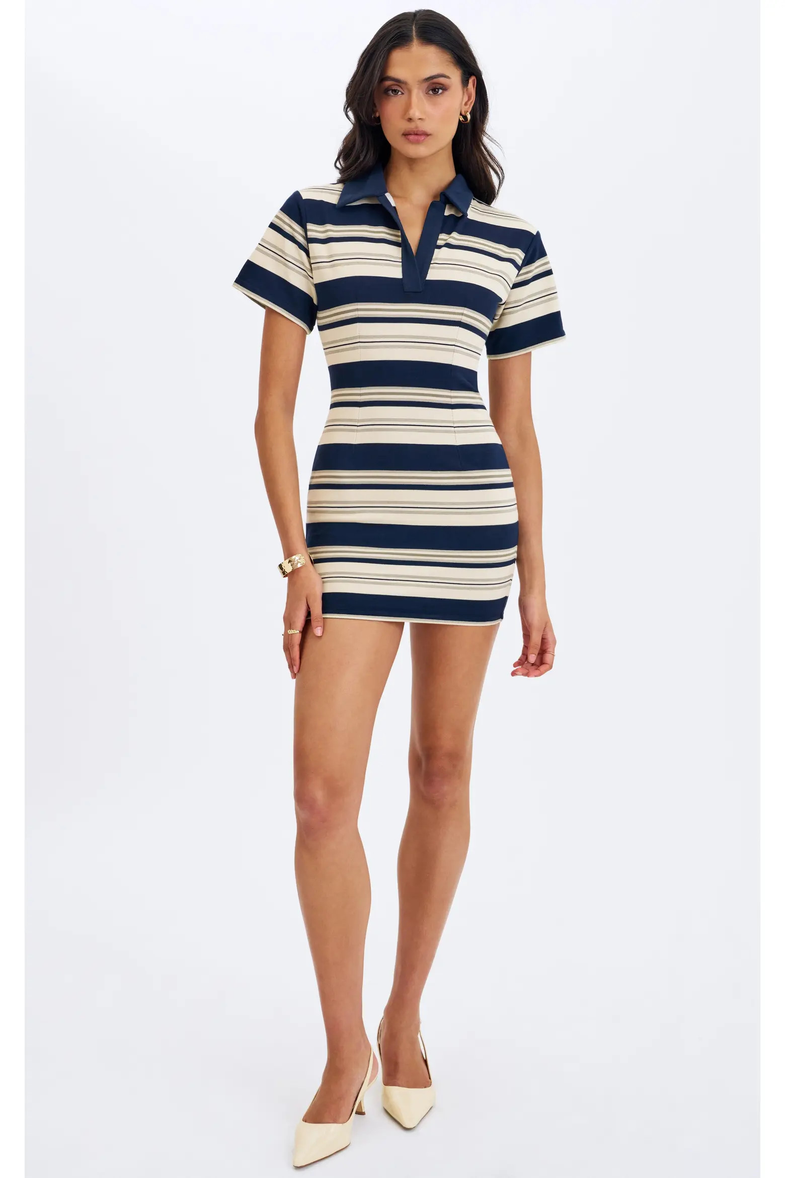 Whitley Piqué Cotton Striped Collared Mini Dress (Women) | Nordstrom | Nordstrom