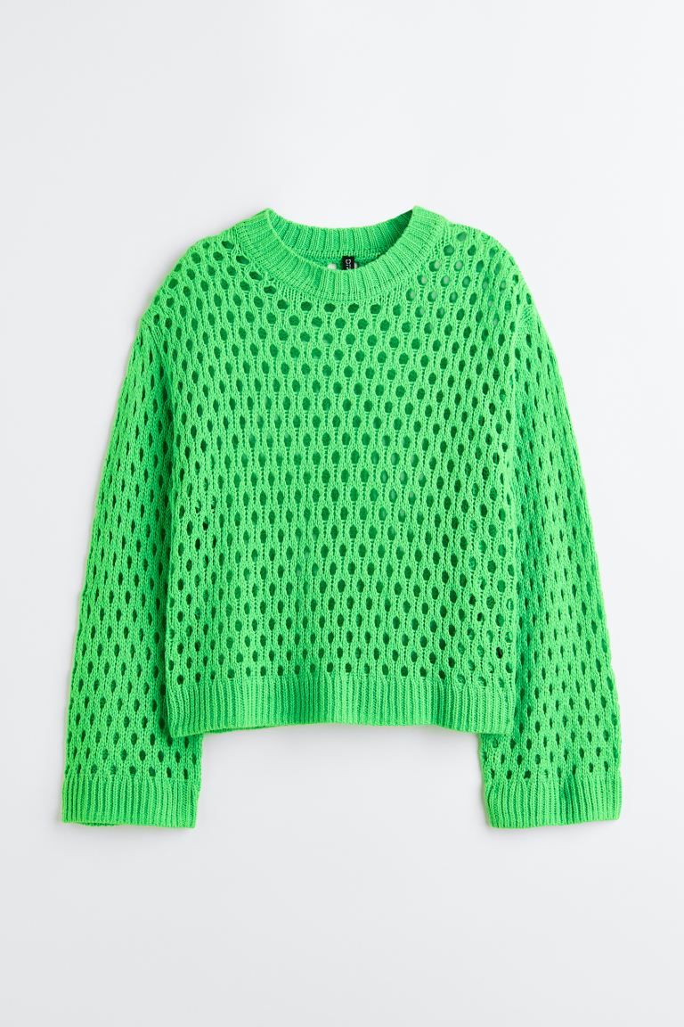 Hole-knit Sweater - Green - Ladies | H&M US | H&M (US + CA)