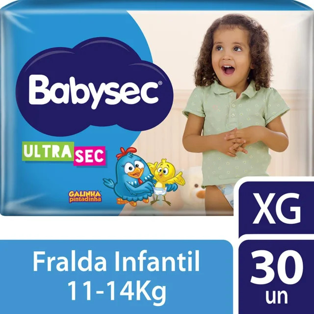 Fralda Babysec UltraSec Mega Galinha Pintadinha XG - 30 Unidades | Drogasil BR