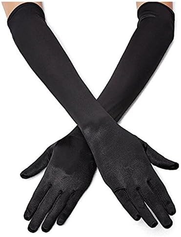 Women's 22'' Long Elbow Satin Finger Gloves Black 1920s Opera Bridal Dance Gloves For Evening Par... | Amazon (US)