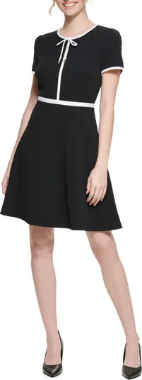 Karl Lagerfeld Paris Contrast Scuba Crepe Fit & Flare Dress | Nordstromrack | Nordstrom Rack