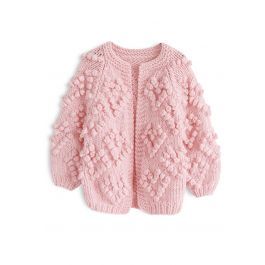 Knit Your Love Cardigan in Pink For Kids | Chicwish