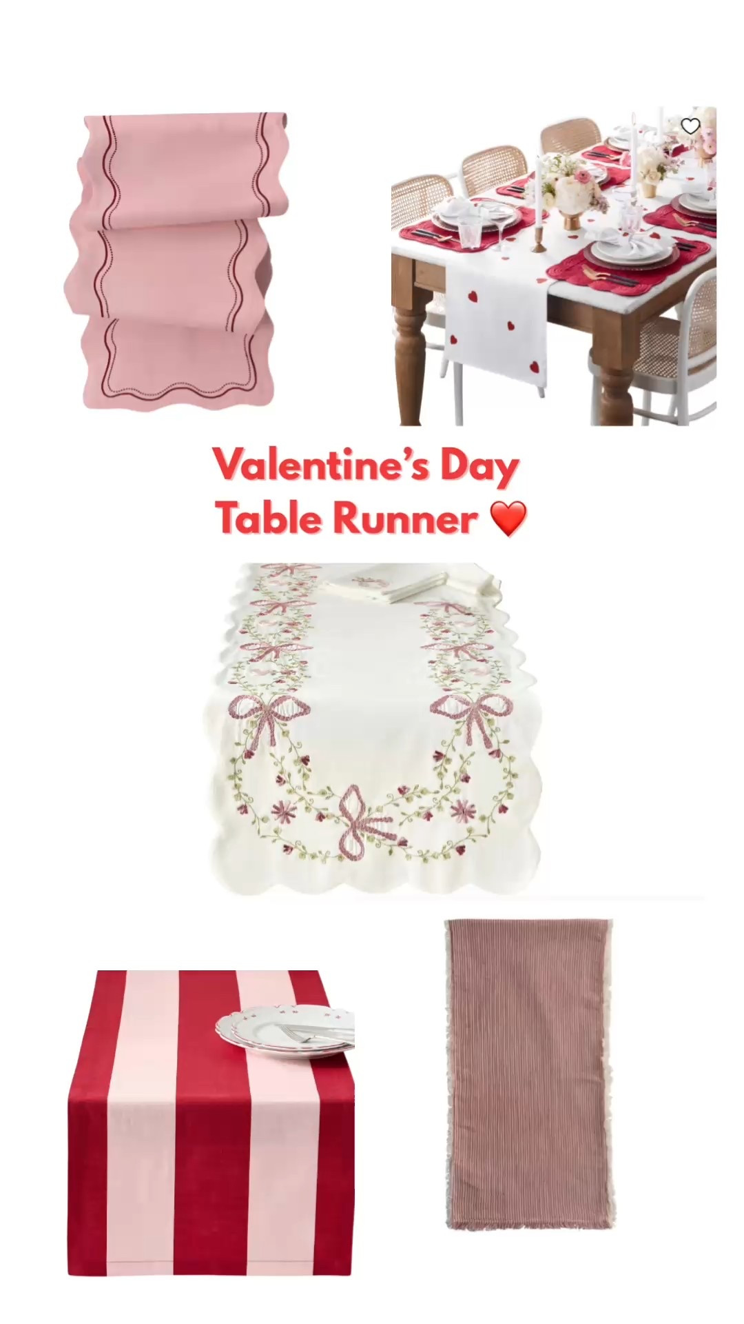 Valentine’s Day table runner ❤️

#tablescape #diningtable #valentinesday #home #homedecor

#LTKHome #LTKHoliday