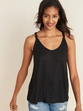 Women / TopsLinen-Blend Jersey Knotted-Strap Tank Top for Women | Old Navy (US)