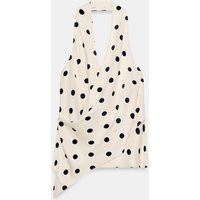 Zara - Polka Dot Satin Effect Halter Top - Black / White - L - Woman | Zara US