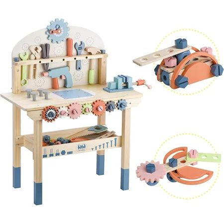Tjyunxi Tool Bench for Kids Toy Play Workbench Wooden Tool Bench Workshop Workbench with Tools Set W | Walmart (US)