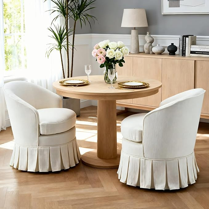 chairus Upholstered Dining Chairs Set of 2, Linen Barrel Dining Room Chairs with Pleated Skirt & ... | Amazon (US)