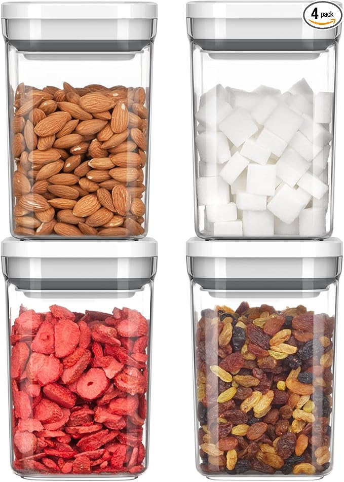 MR.SIGA 4 Pack Airtight Food Storage Container Set, BPA Free Kitchen Pantry Organization Canister... | Amazon (US)
