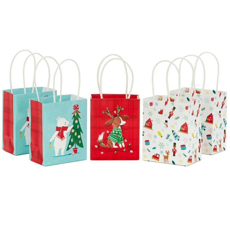 Hallmark Christmas Mini Gift Bag Assortment (5 Bags: 4" Mini) Blue, Red and White - Walmart.com | Walmart (US)