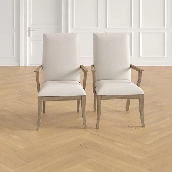 Regan Upholstered Arm Dining Chair in Light Cream (Set of 2) | Wayfair North America