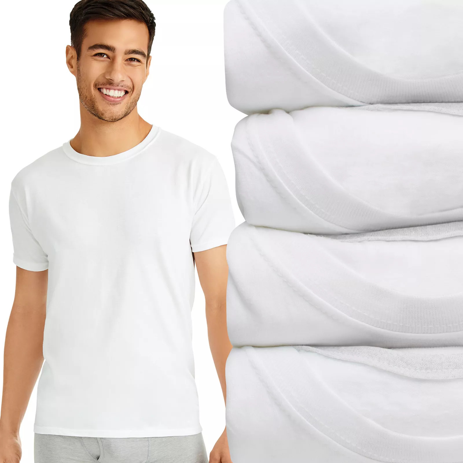 Men's Hanes® 4-Pack Ultimate Slim Fit Moisture-Wicking Crewneck Undershirt, Size: Medium, White | Kohl's