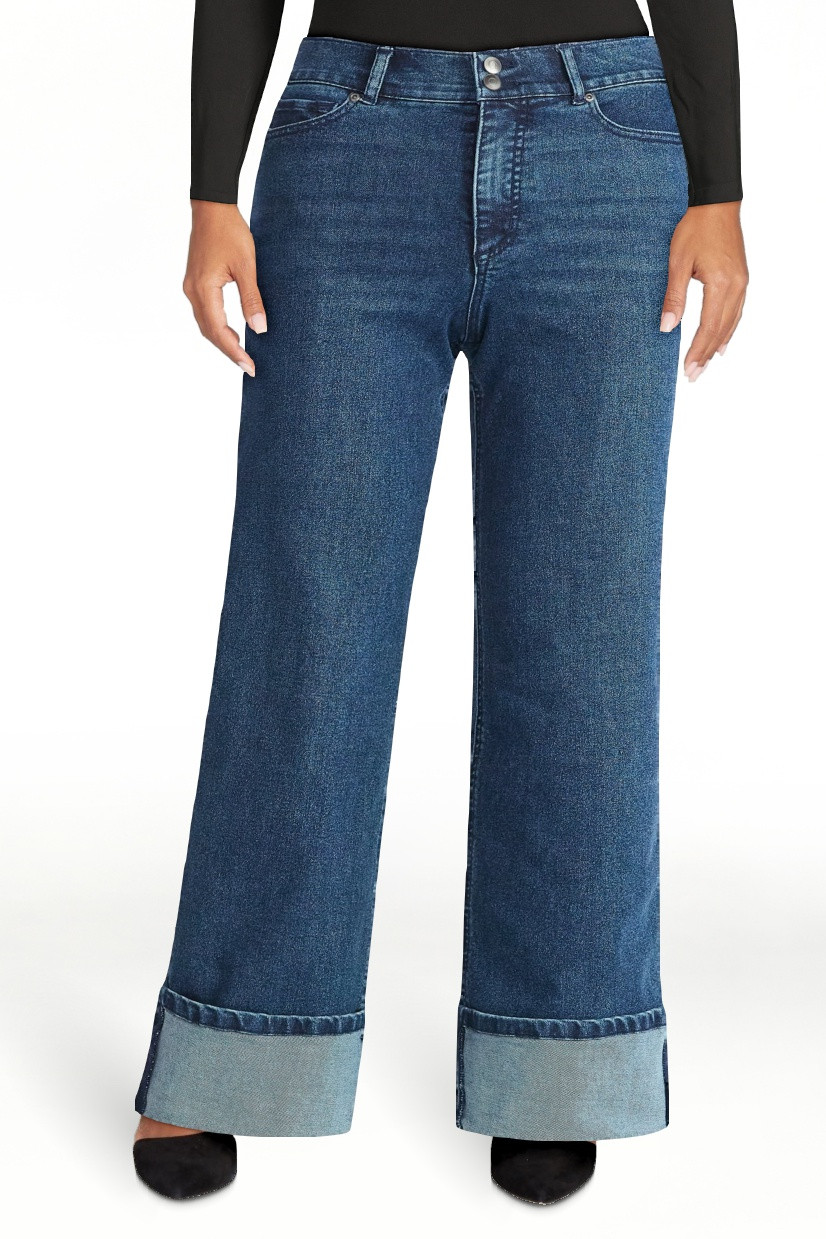 Sofia by Sofia Vergara Women's and Women's Plus Margot Wide Crop Super High Rise Jeans, 27" Insea... | Walmart (US)