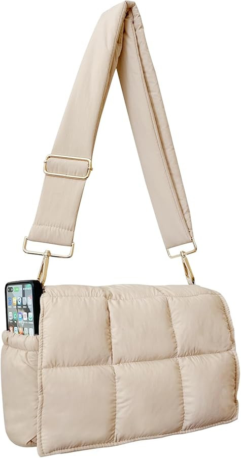 NAARIIAN Puffer Shoulder Bag Puffy Crossbody Purse Cotton Padded Quilted Handbag Designer Dupes W... | Amazon (US)
