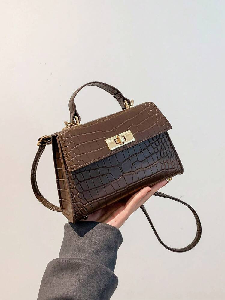 Vintage & Bag Mini Fashion Solid Color Flip Cover Pu Handbag Square Shape, Retro Inspired Bag, Vintage | SHEIN