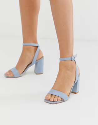 RAID Wink pale blue square toe block heeled sandals | ASOS US
