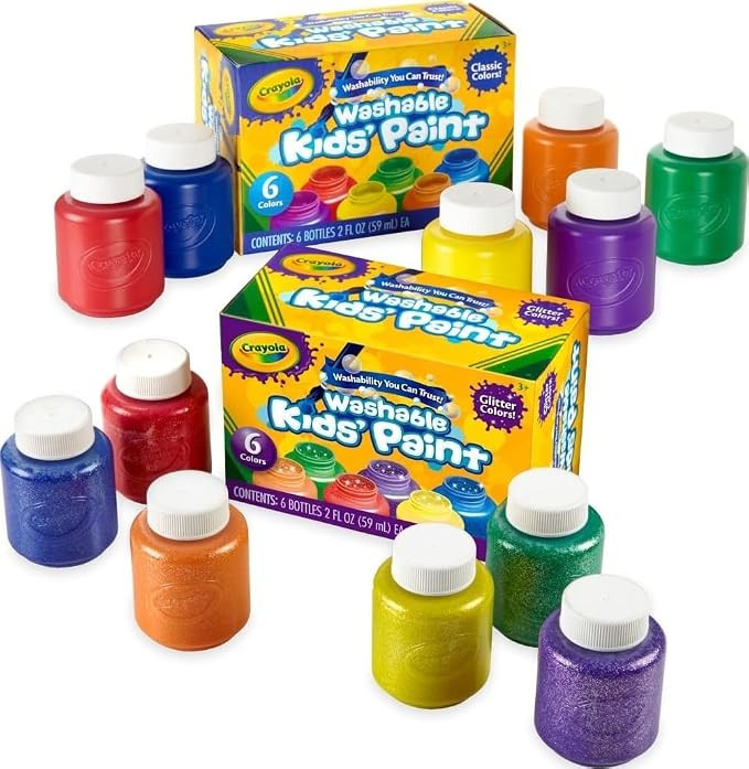 Crayola Washable Kids Paint Set (12ct), School Supplies for Kids, Classic and Glitter Paint, Clas... | Amazon (US)