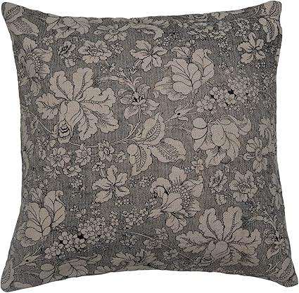 Amazon.com: Creative Co-Op 20" Square Cotton Slub Floral Pattern Pillow, 1 Count (Pack of 1), Bla... | Amazon (US)