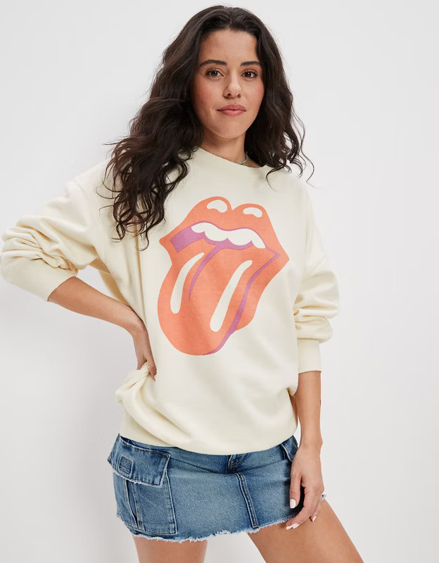 AE Oversized Rolling Stones Graphic Sweatshirt | American Eagle Outfitters (US & CA)
