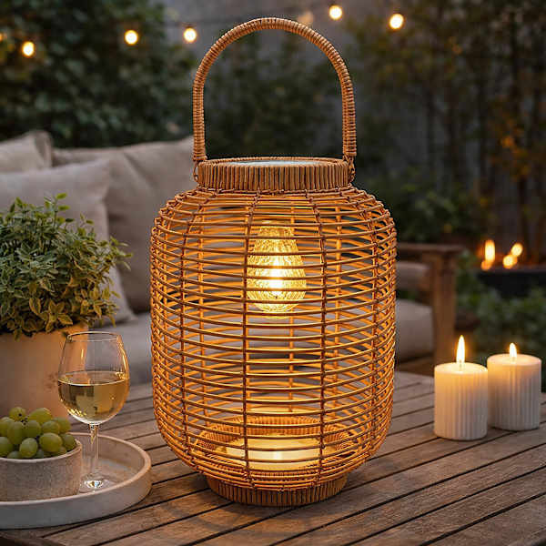 Decorative Brown Outdoor Solar Lantern with Bulb, Large | At Home