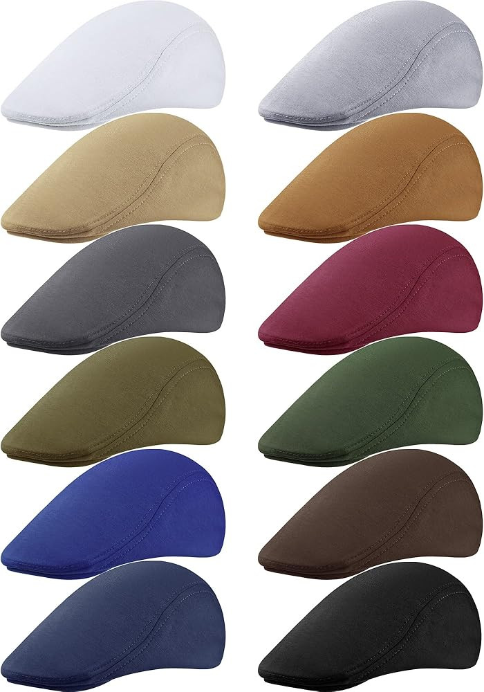 Foaincore 12 Pieces Newsboy Hat for Men, Flat Caps Bulk Driving Cabbie Hunting Hat | Amazon (US)
