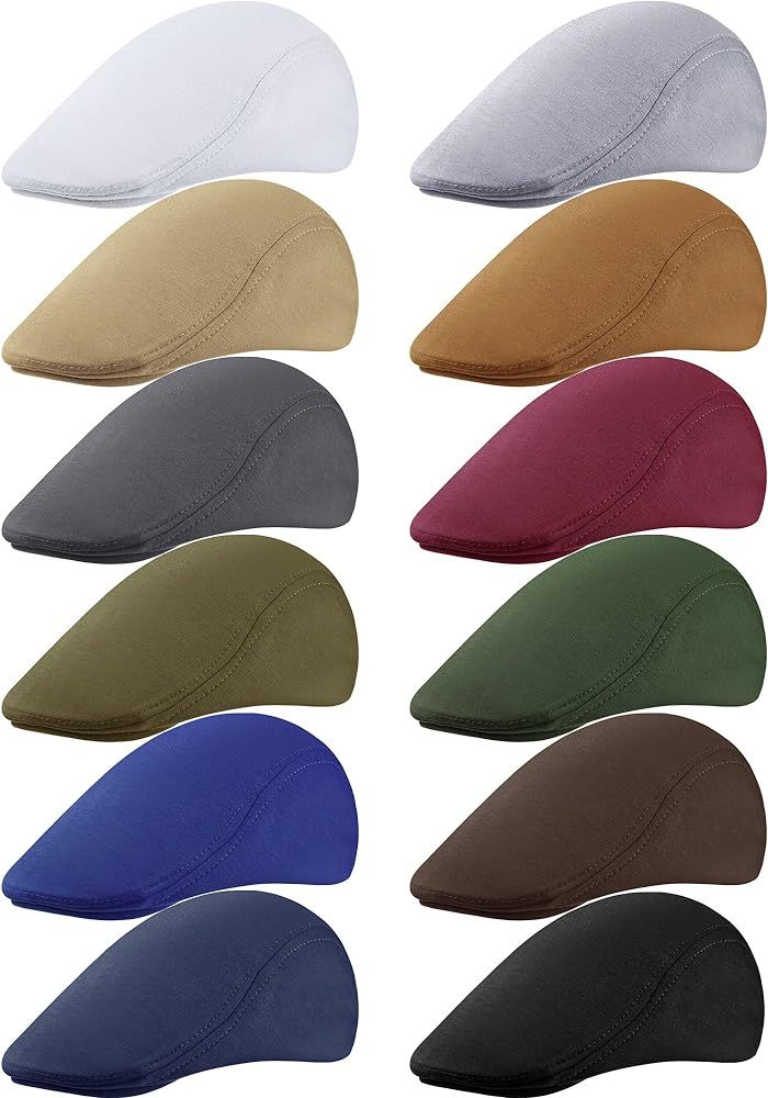 Foaincore 12 Pieces Newsboy Hat for Men, Flat Caps Bulk Driving Cabbie Hunting Hat | Amazon (US)